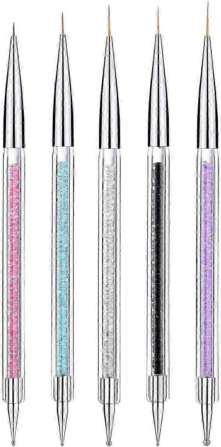 Nail Art Drill Paint Brush Pen Set, Double Head Dotting Tool, 5pcs