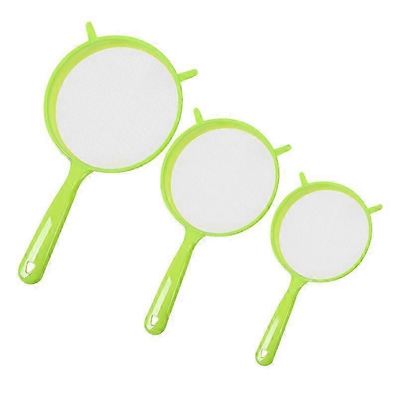 3 Pack Long Handle Flours Sifter Set Hangable Sturdy Powder Filter for Baking Pastry
