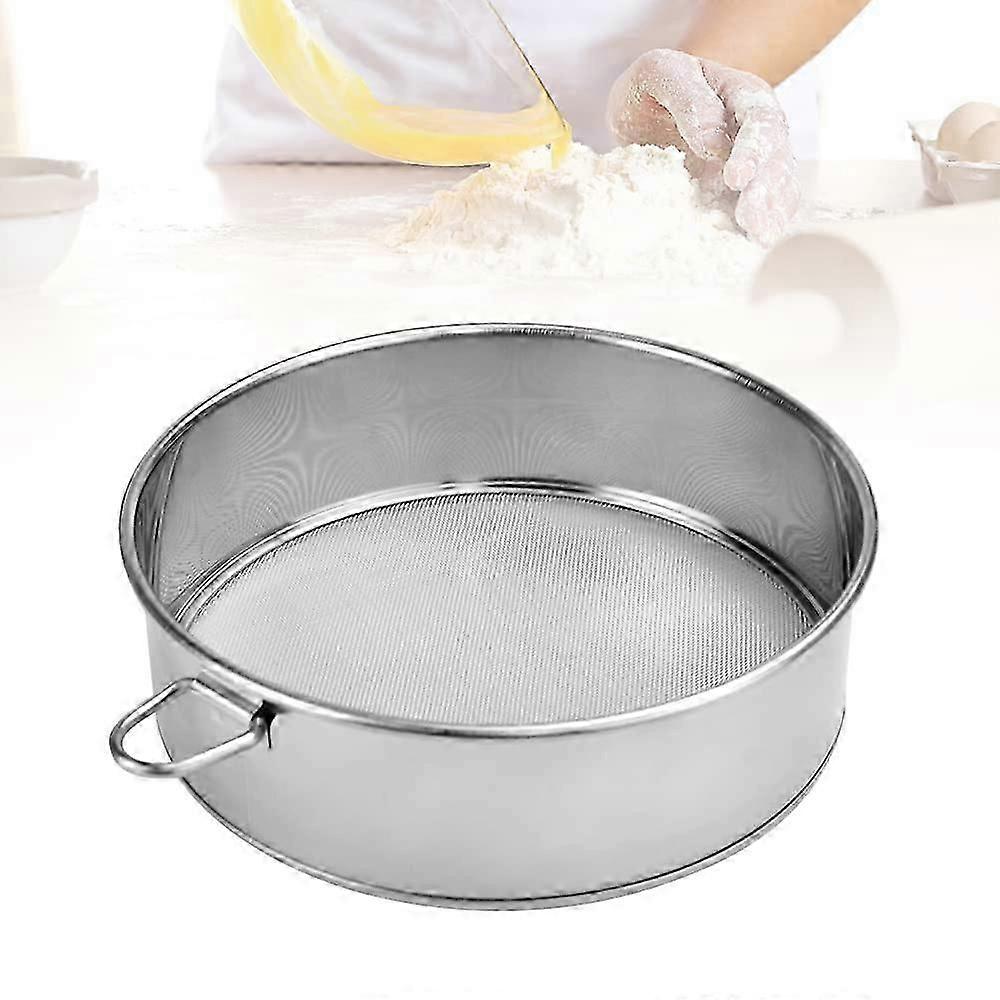 Stainless Steel Flour Sieve, Round Flour Mesh Sifter Handheld Sifting  Kitchen Fine Mesh Flour Sifter Powdered Filter Mesh with 60 Mesh ( 20*20*5.2cm)