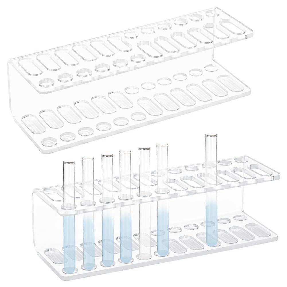 2Pcs Acrylic Test Tube Rack 24 Holes Small Glass Holder 0.53" (13.5mm) Diameter Lab Test Tube Rack Holder for 5ml Test Tube Display Lab Supplies for T
