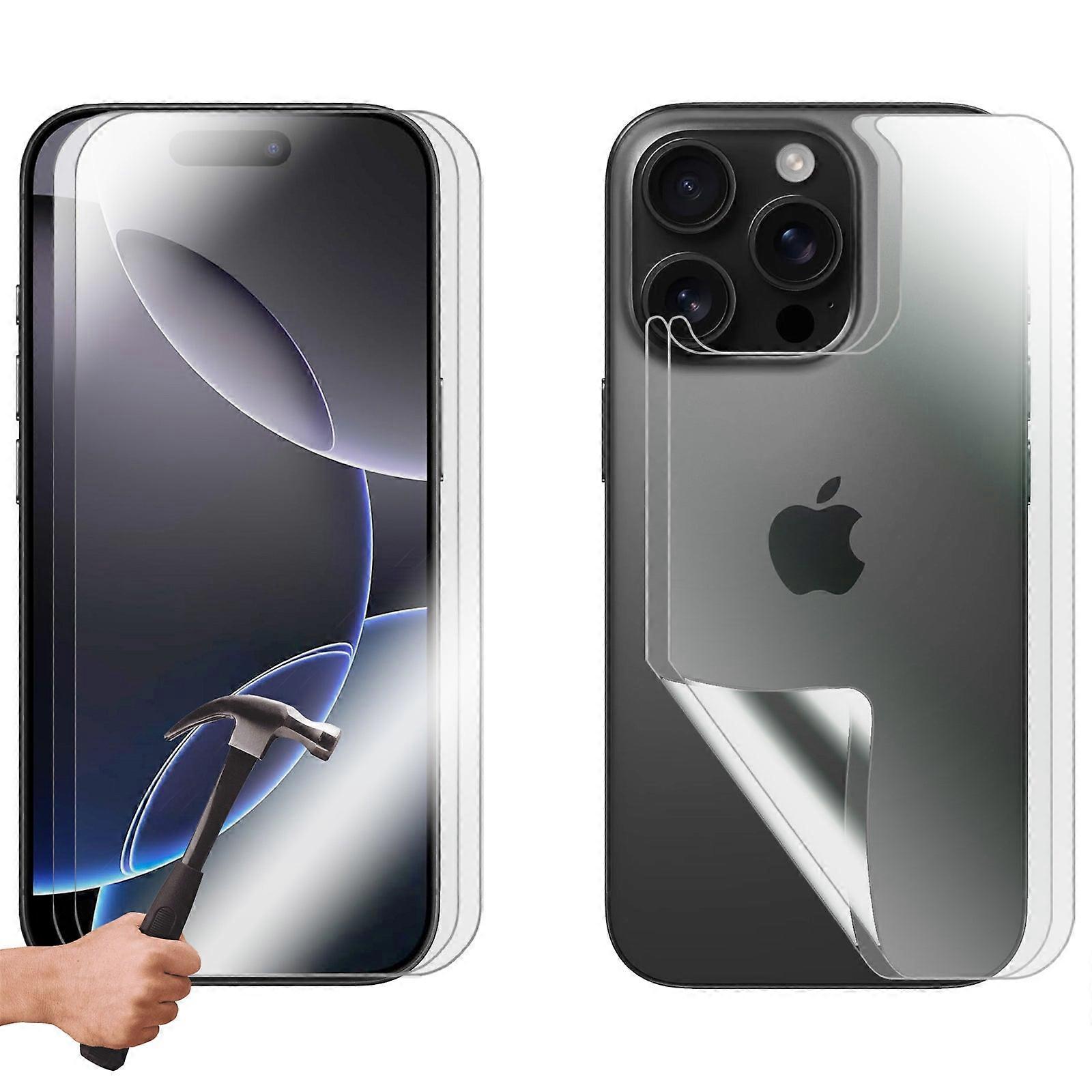 2 Set Tempered Glass Screen Protector For Apple Iphone 16 Pro Front And Film Back Guard Bulk
