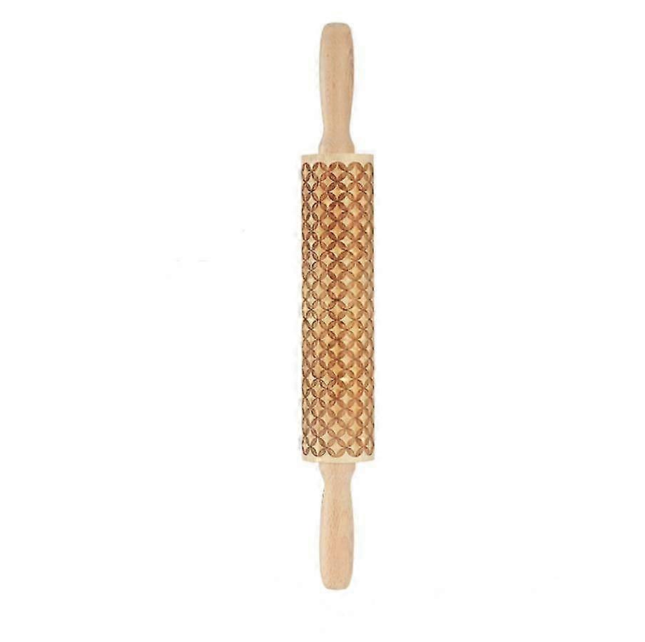 Carved Rolling Pin with Christmas Print for Baking Tools Plaid