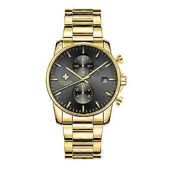 Men's watches with casual waterproof chronograph quartz watch made of stainless steel and metal, auto date in colorful hands
