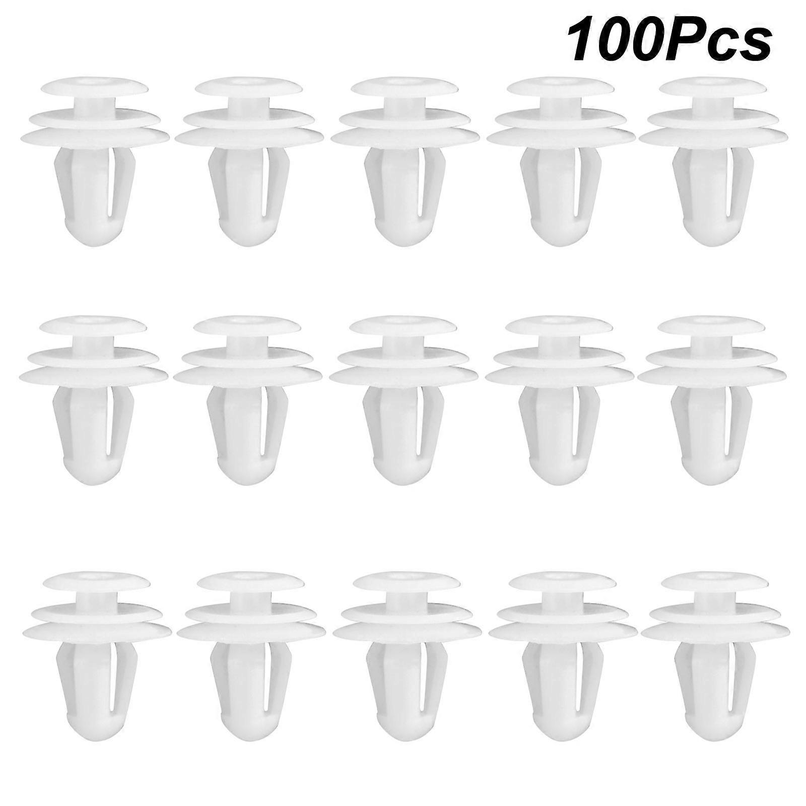100Pcs Plastic Car Lock Panel Interior Door Clips Buckles 9mm White