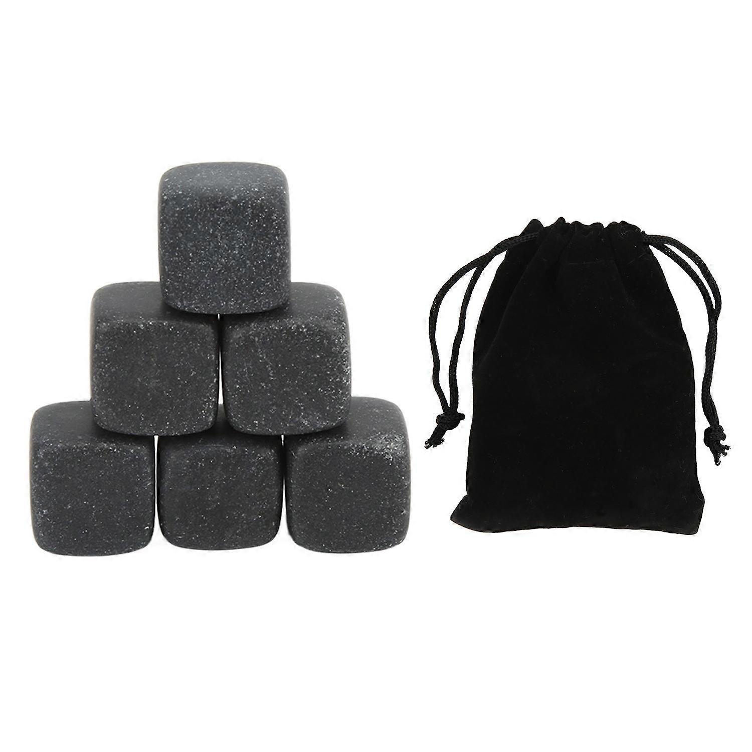 Basalt Whiskey Stones Set with Storage Bag for Whiskey Cognac Wine Beverage Reusable Chilling Whiske