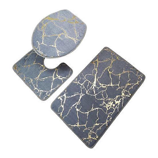 Non slip 3Pcs/Set Toilet Carpet Quick Dry Polyester Marble Toilet Lid Cover Bathroom Rug