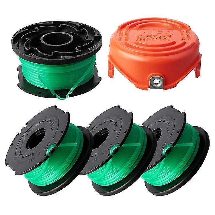 1 Spool Cap + 4 Replacement Spool Compatible For Black & Decker GH3000 / GH3000R / LST540 / LST540B Lawn Mower Spare Part, S