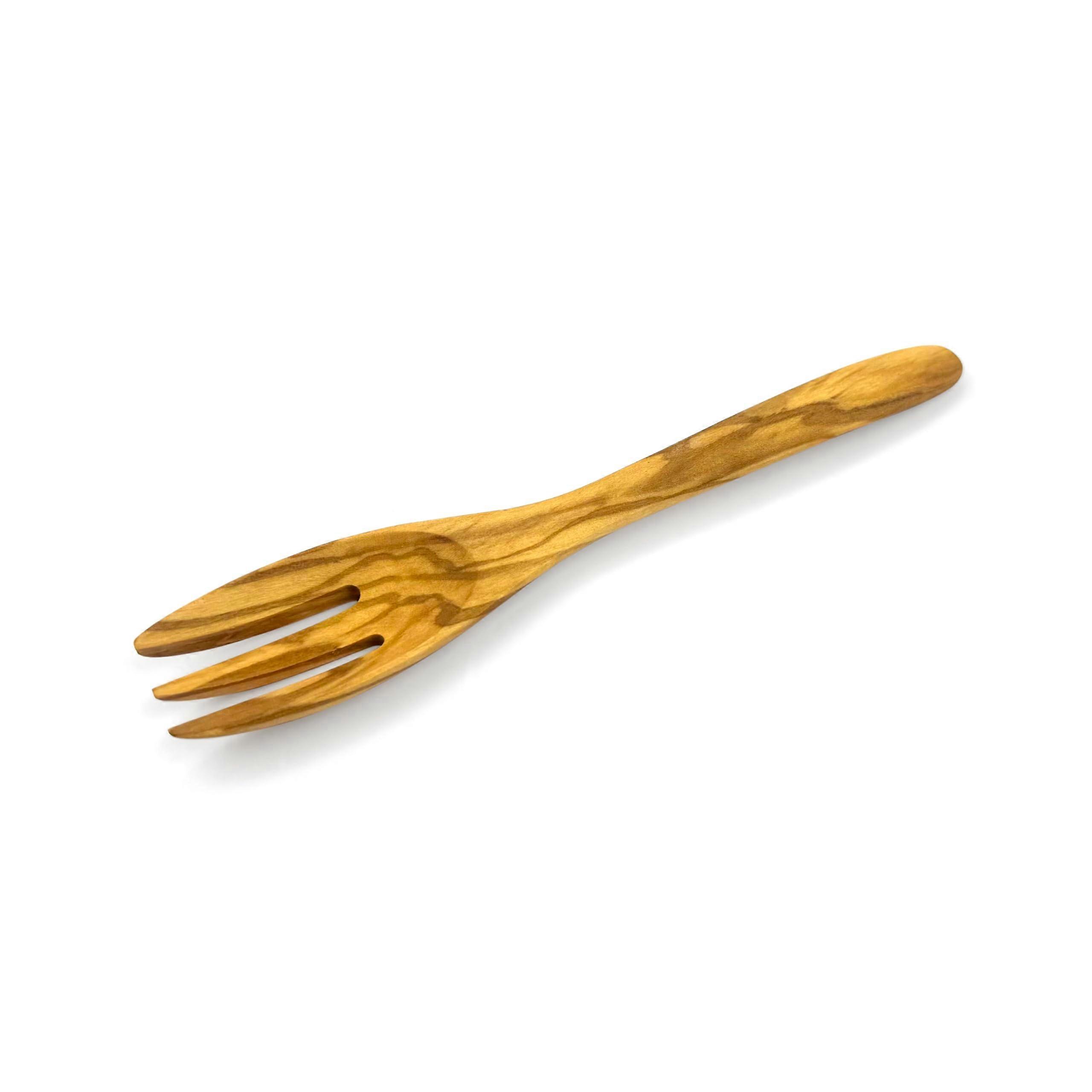 Handmade 7-Inch Olive Wood Fork - Kid-Safe Flatware for Desserts (1-Piece)