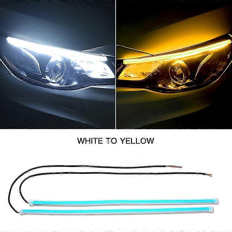 2PCS Daytime Running LED Light Waterproof Car Soft Tube LED Strip DRL Flowing Turn Signal Lights 30/45/60mm