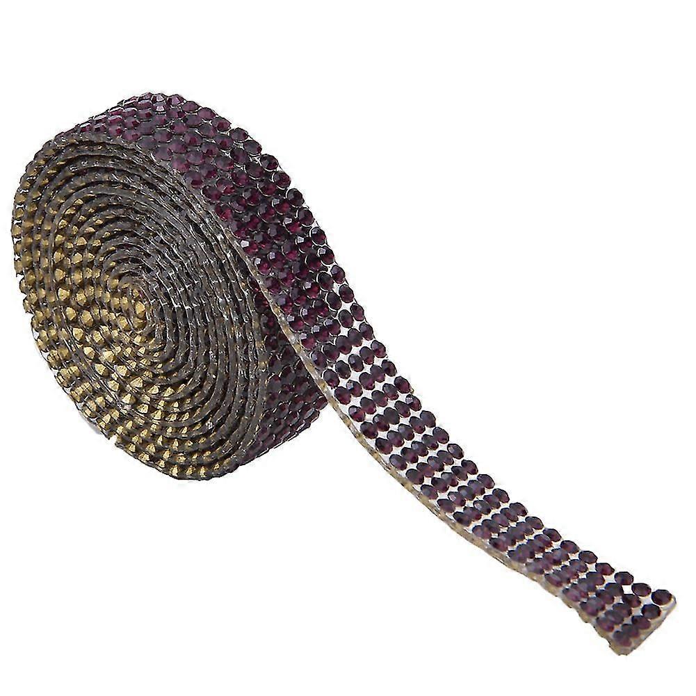 1m Rhinestone Trim Ribbon - Hot Fix Crystal Chain for Garment Decoration (Purple)