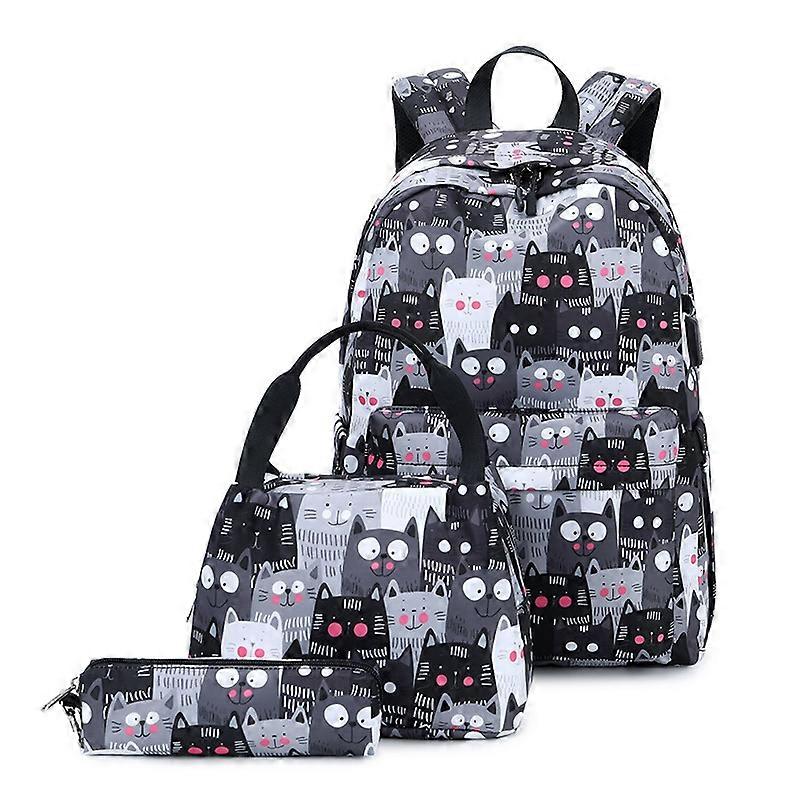 3 PCS / Set 2035 Printed Backpack Large-Capacity Leisure Computer Backpack Student School Bag