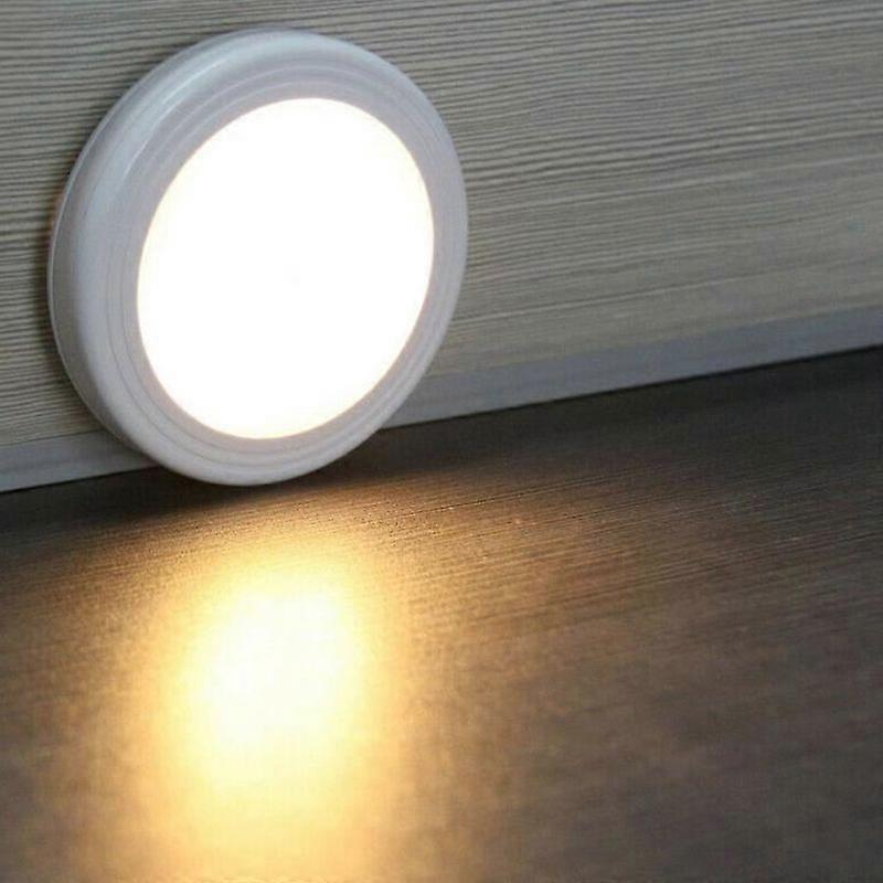 VINGVO Motion Sensor Night Light - Round - 6 LED Light - White - ABS - Battery