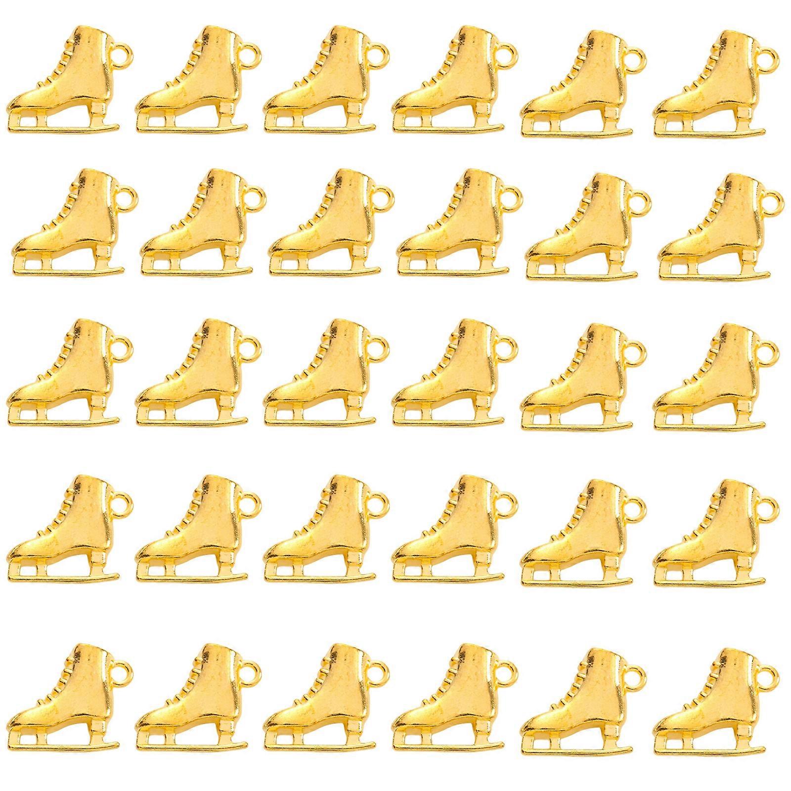 30pcs Distinctive Ice Skate Charm Components Vintage Alloy Ice Skates Charm for DIY Necklace Earring Bracelet Crafting  Gold