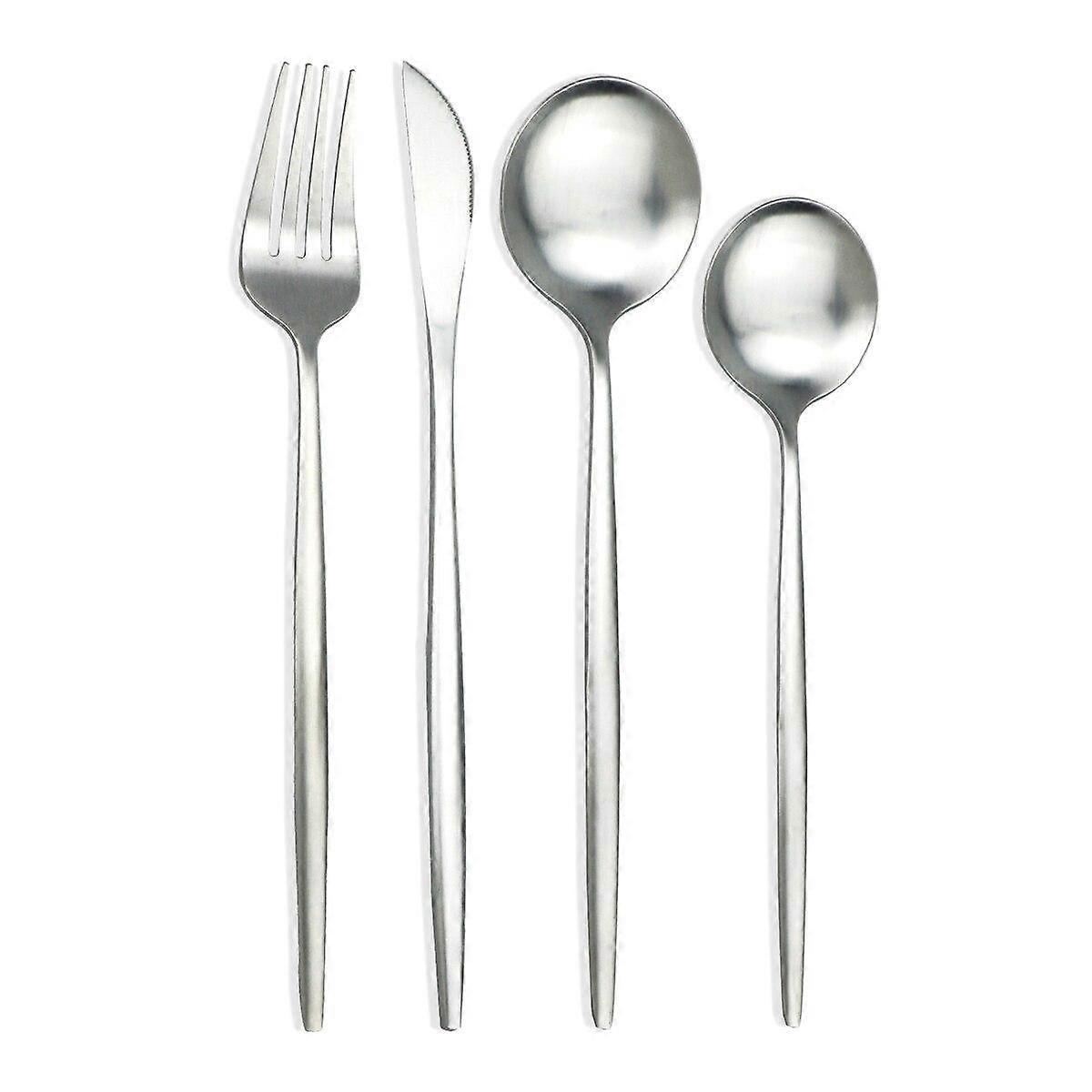 4Pcs Black Cutlery Set 18/10 Stainless Steel Dinnerware Set Knife Fork Dessert Spoon Dinner Tableware Kitchen Silverware Flatware Set