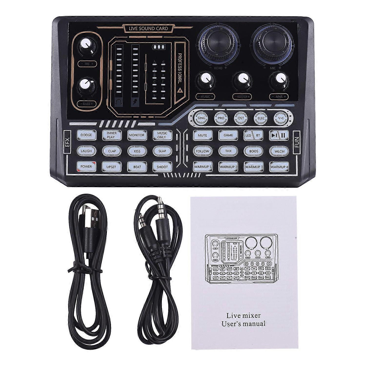 Audio Mixer Desktop Singing Audio Interface RGB Light BT Wireless Accompaniment Plug and Play Rechar