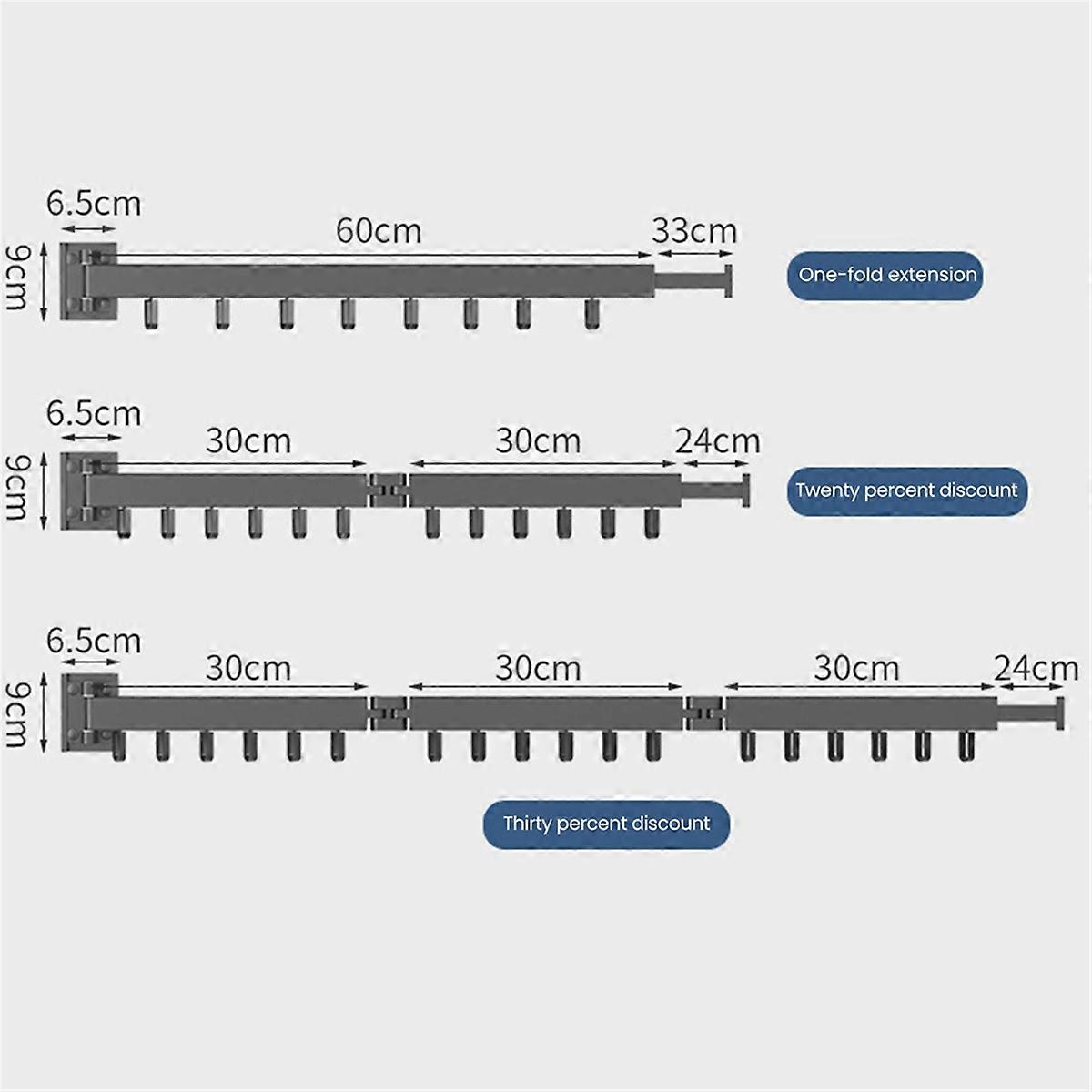 Wall-Mounted Foldable Aluminum Alloy Clothes Drying Rack B Black