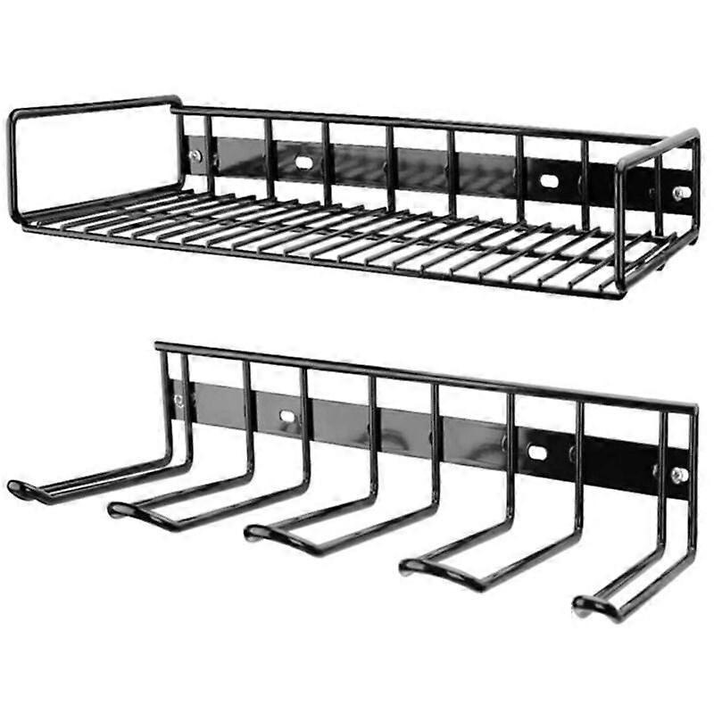 2-Layer 4-Slot Tool Shelf Tool Organizer Tool Rack Power Tool Storage Organizer Wall Mount K/D Garage Storage & Organization for Drill Press