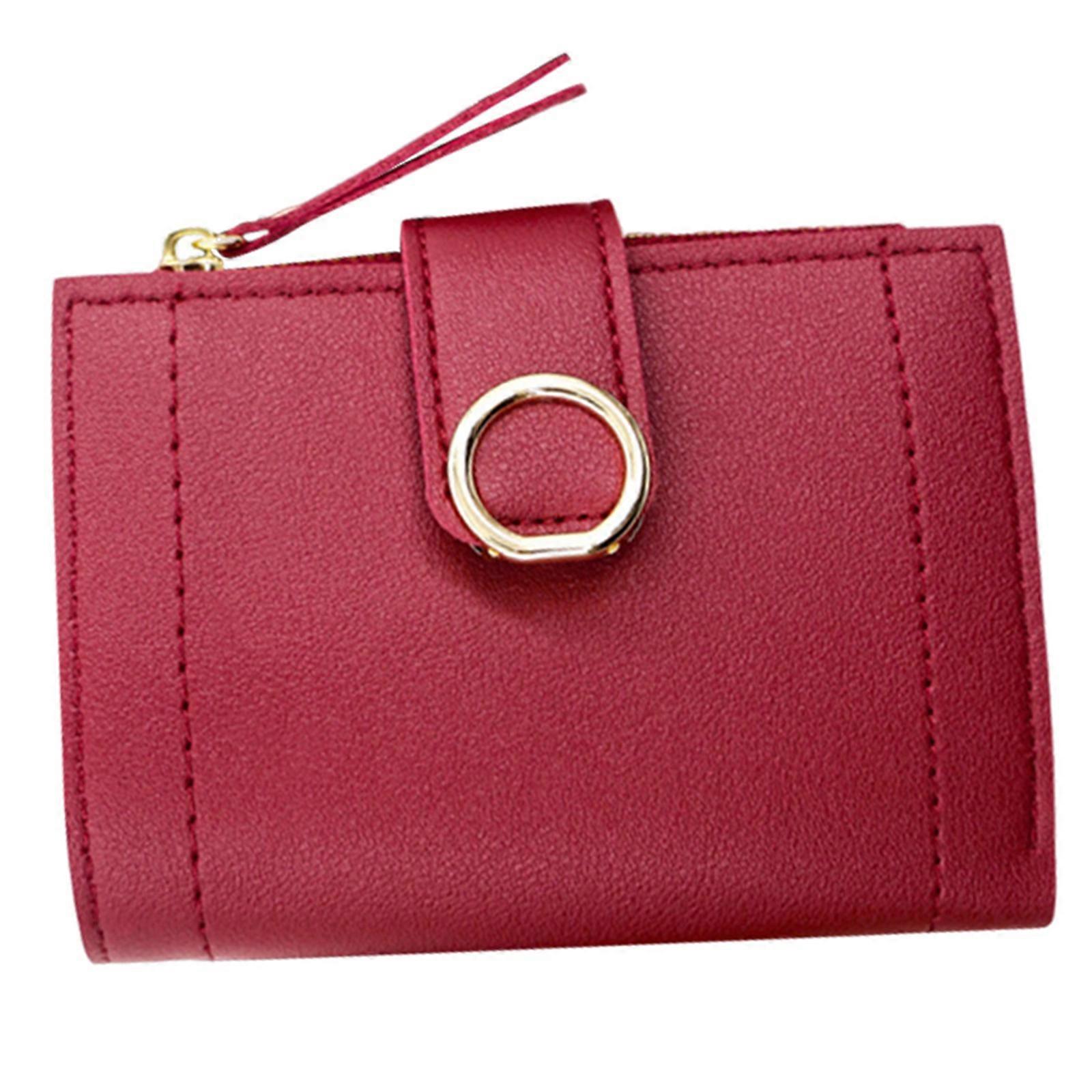 محفظة صغيرة للنساء بو الجلود عملة حقيبة سستة عملة محفظة مصغرة تغيير محفظة قصيرة محفظة أزياء عملة تغيير حقيبة أحمر