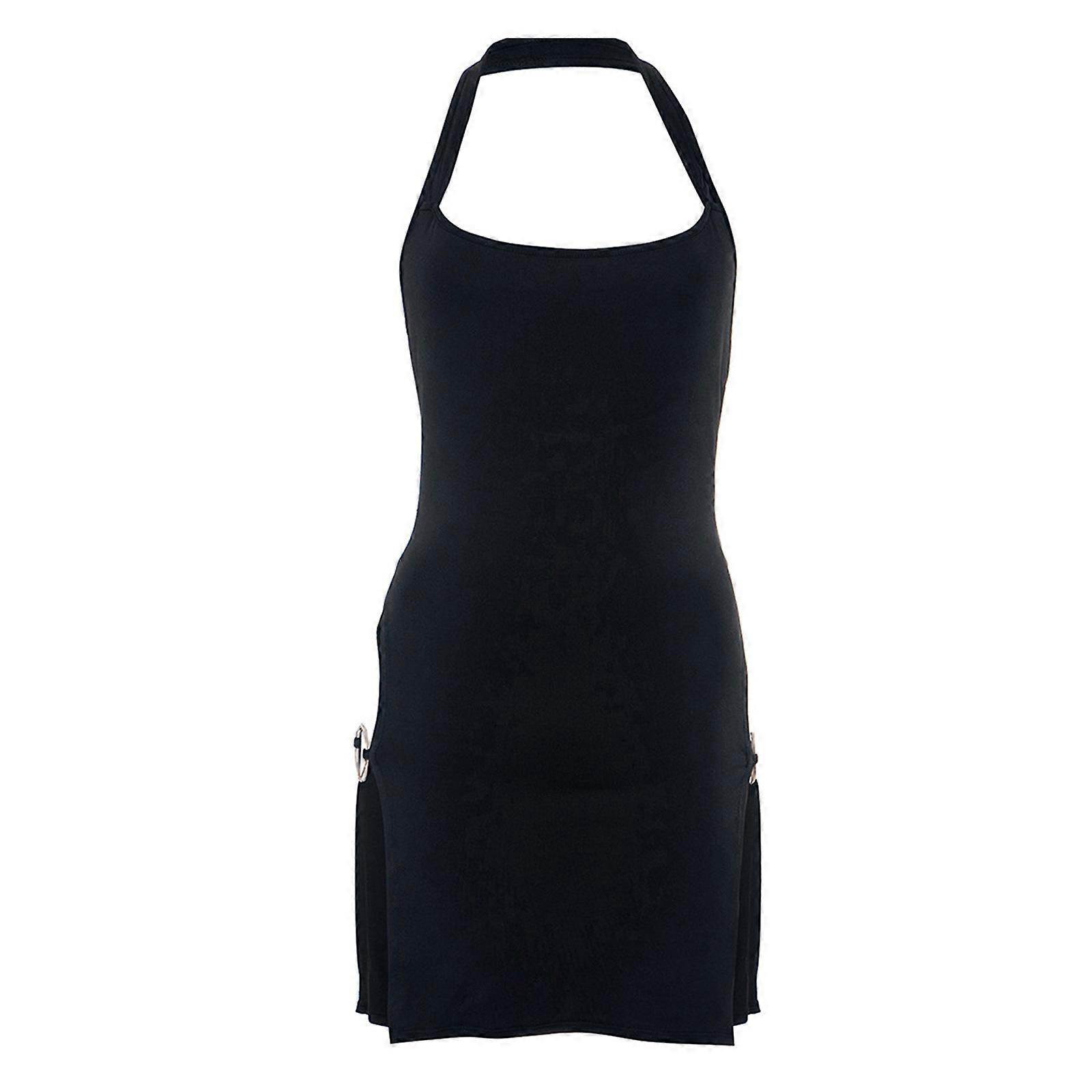 Alluring Halter Neck Backless Bodycon Dress for Women Side Thigh Split  Hollowed Out O-Rings Cocktails Party Mini Dresses Black L | Fruugo NO