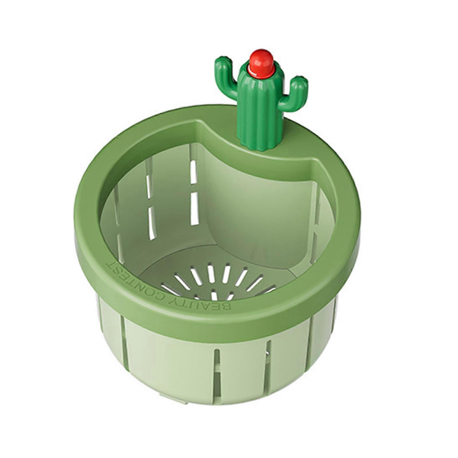 Multiple Use Cactus Sink Strainer Basket Automatic Dumping Feature Cactus Shape Sink Filter Basket Kitchen Accessories  Green
