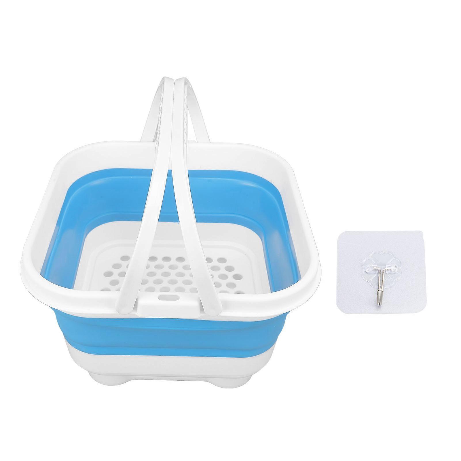 Bath Toy Storage Holder with Removable Base, Quick Drying, Large Capacity, Foldable, Cute, for Toiletries and Towels, White and Blue