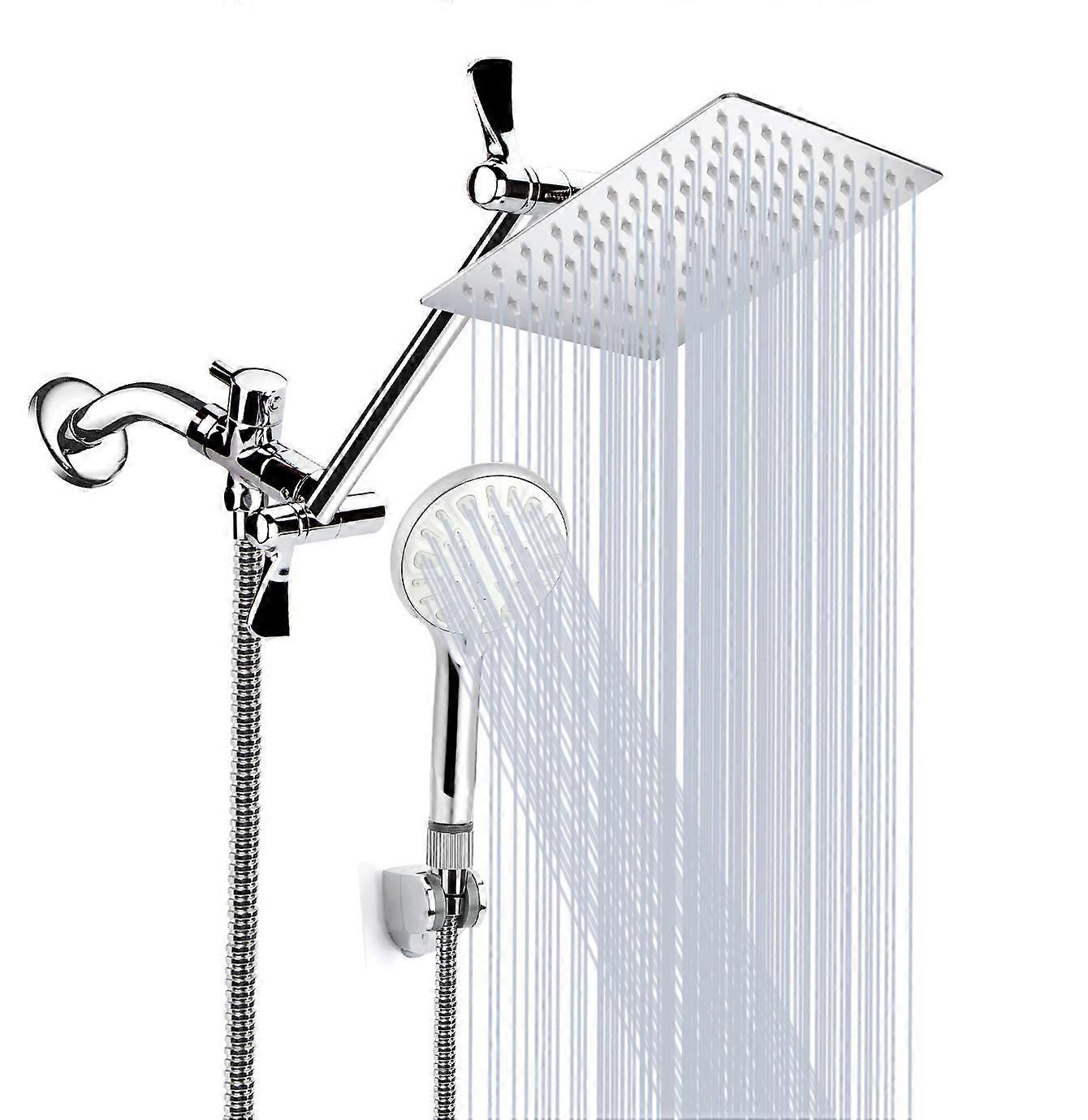 1 Combo High Pressure Rainfall Adjustable Anti-Leak Chrome Shower Head for Showering Handheld Use 10 Inch