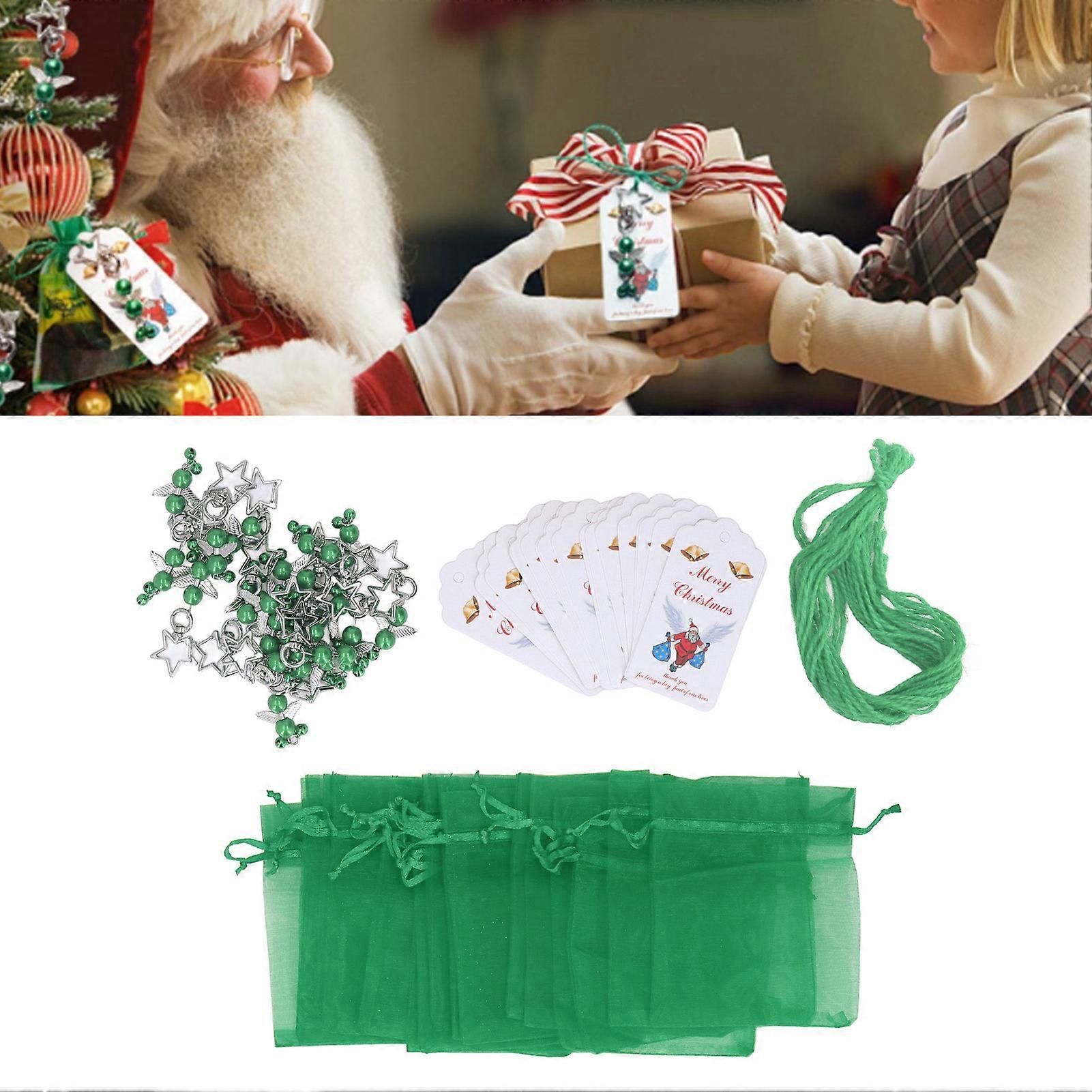 20 Sets Green Christmas Star Keychain 7.5x2cm Tree Decor