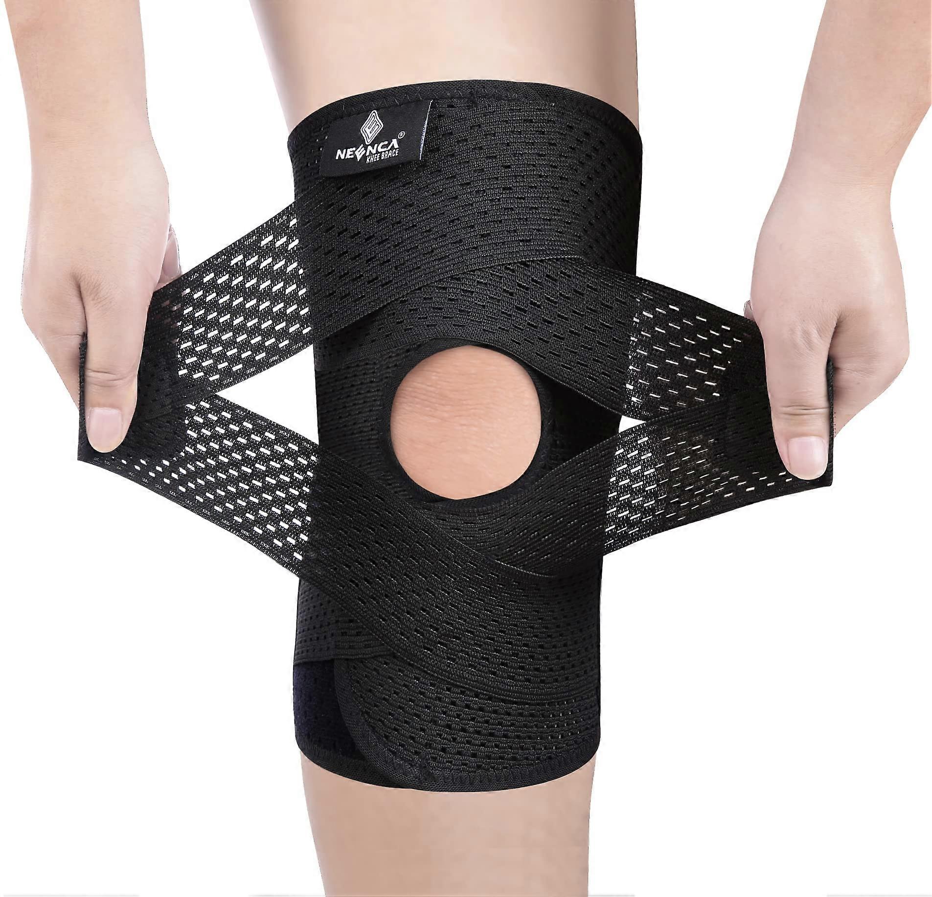 Knee Brace for Knee Pain, Compression Knee Support with Air Mesh Fabric, Adjustable Wrap