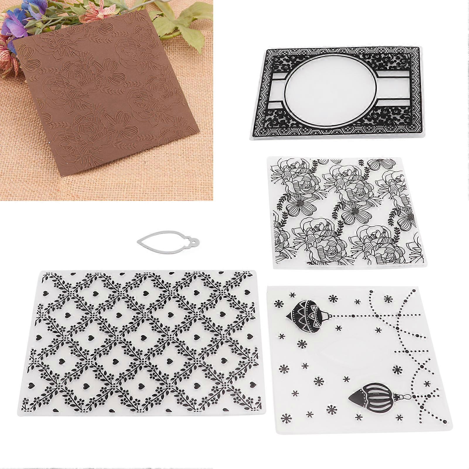 4Pcs Plastic Embossing Folders for DIY Scrapbook Paper Crafting