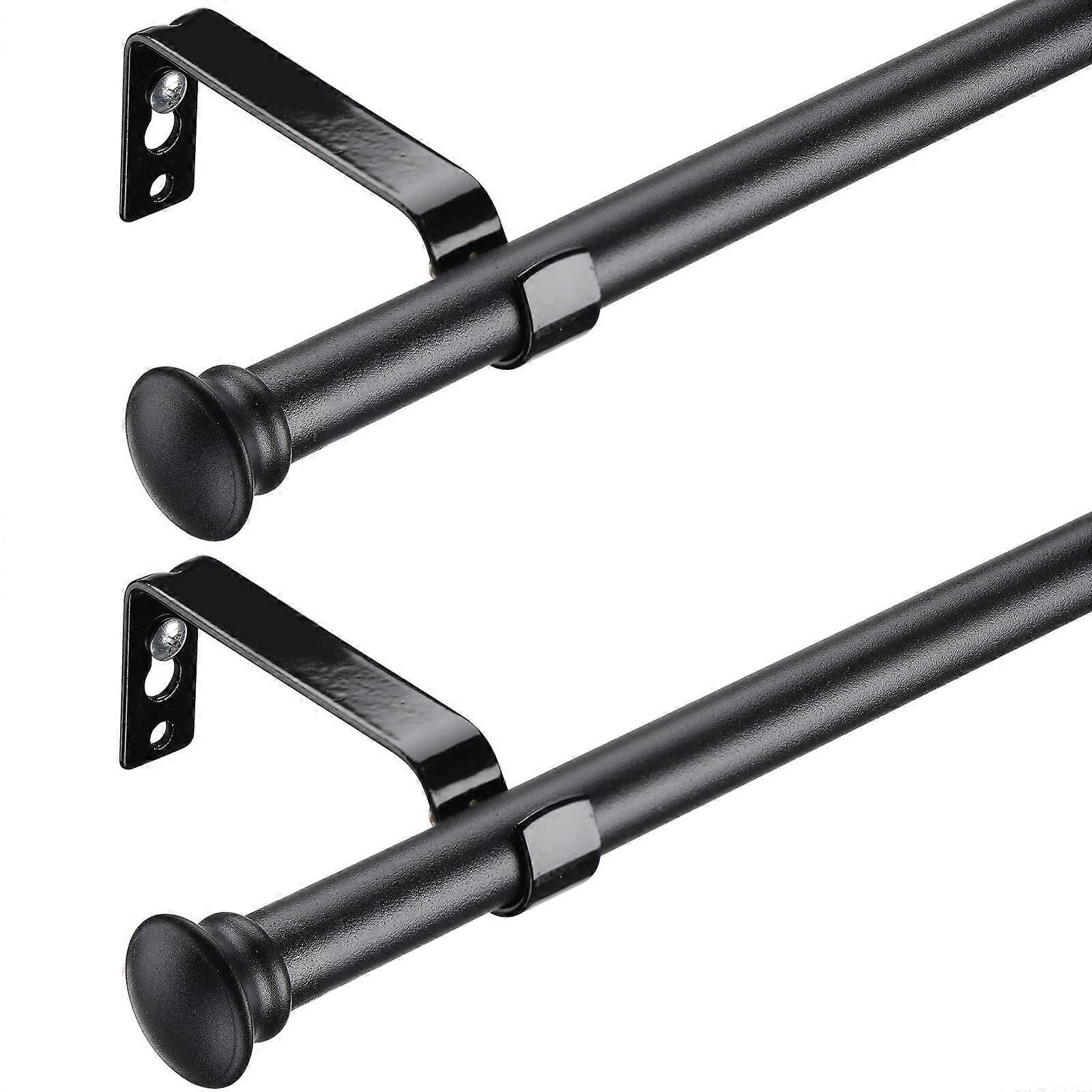 Black Curtain Rods for Windows 28 to 48 Inch Set of 2 5/8 Inch Matte Black Decorative Rods with Brackets