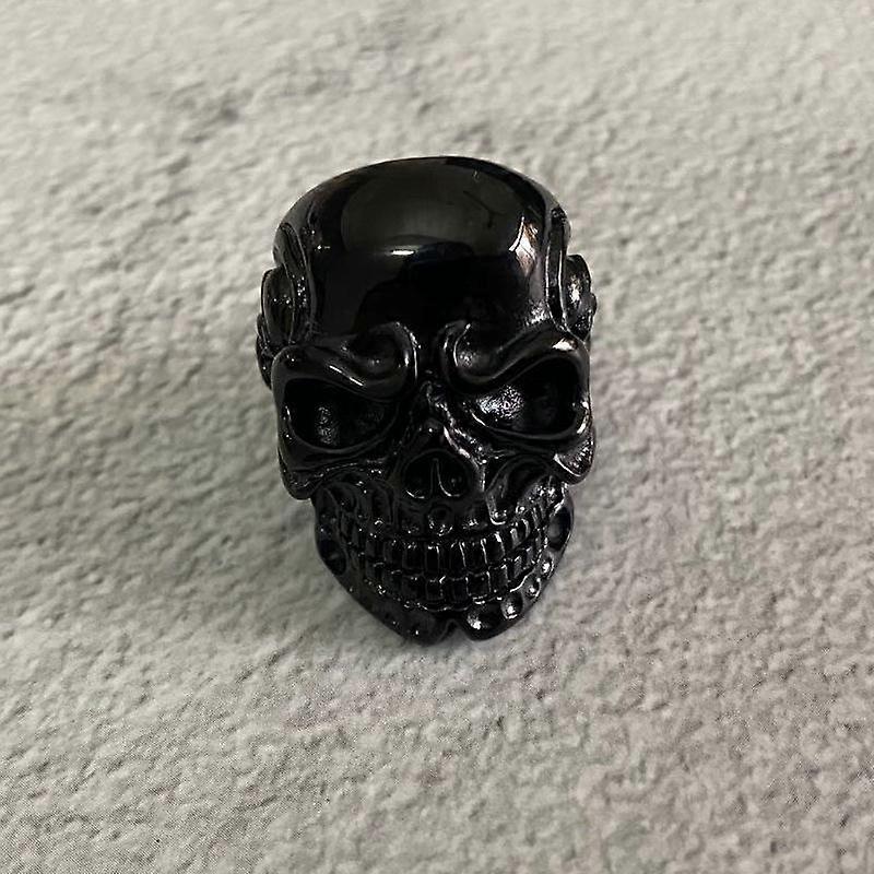 S925 silver ring, retro hip-hop ring, trendy men's skull ring, seven-color men's ring
