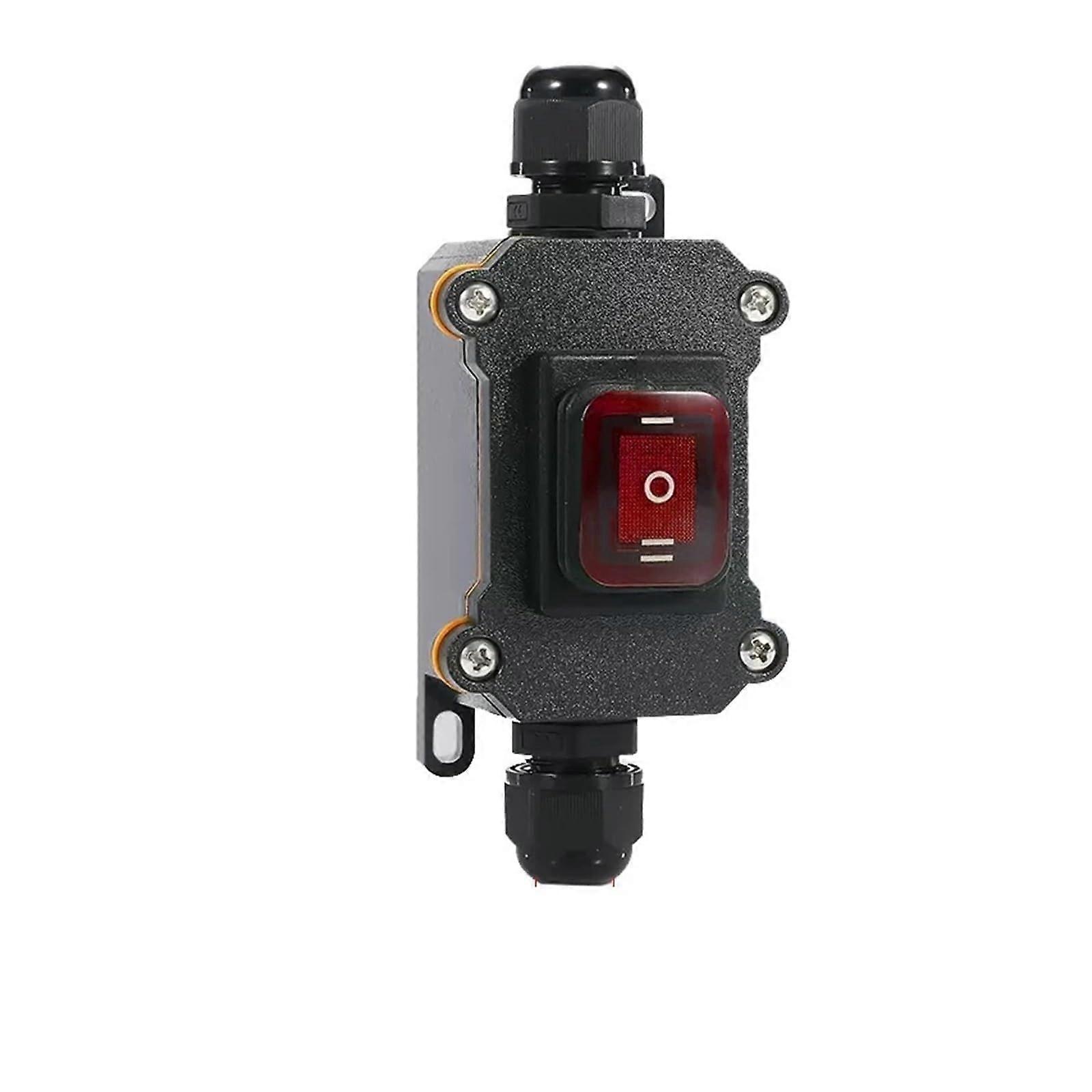 Waterproof Marine Rocker Switch With LED Outdoor IP65 Rainproof Junction Box Inline Power Cord 12V/24V/220V Dual Red LED