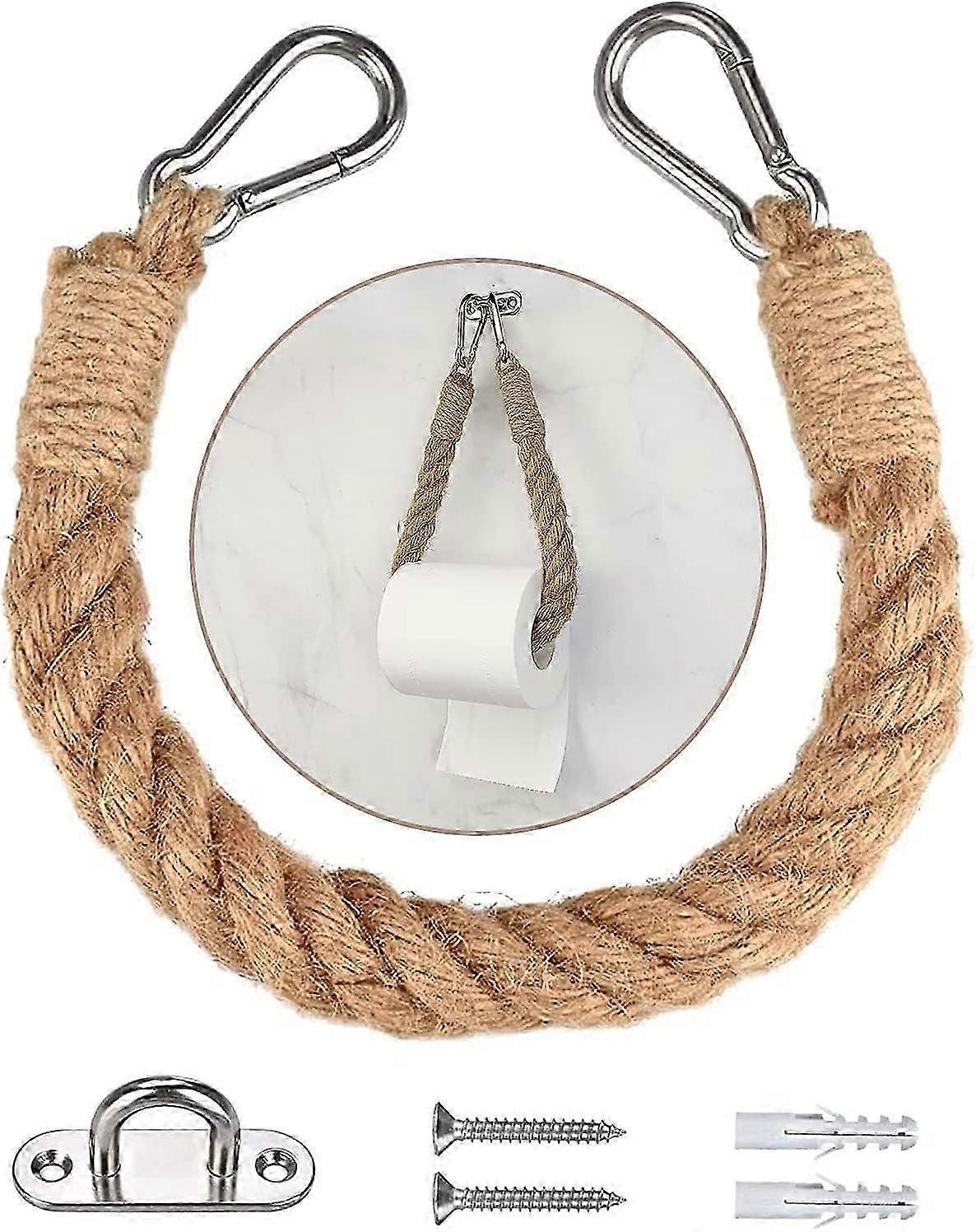 Κάτοχος πετσετών σχοινιών κάνναβης Ins Style vintage κάτοχος ρολών τουαλέτας με το ρετρό εξάρτημα βιδών