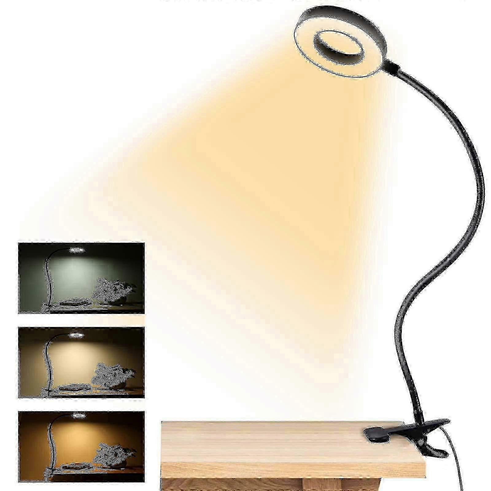 Clip-on Led Reading Light Usb Rechargeable Table Desk Lamb With Flexible Clamp