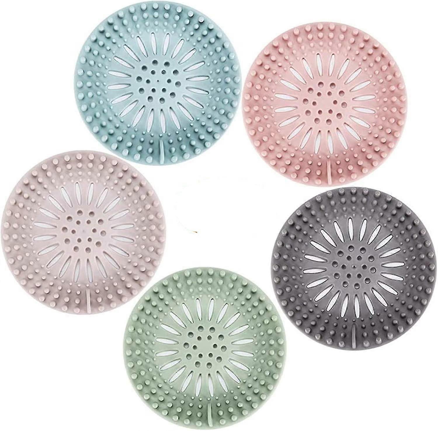 5 Pack Silicone Hair Stopper Drain Protector For Bathroom And Kitchen