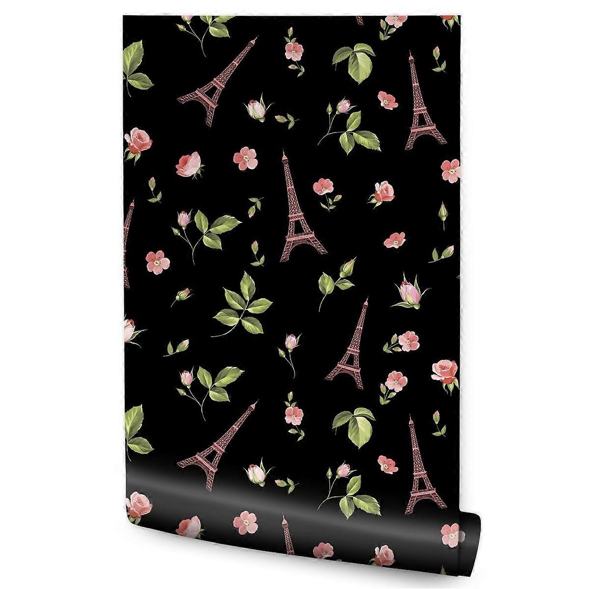 Tapete für ein Mädchen Eiffelturm Blumen Blätter