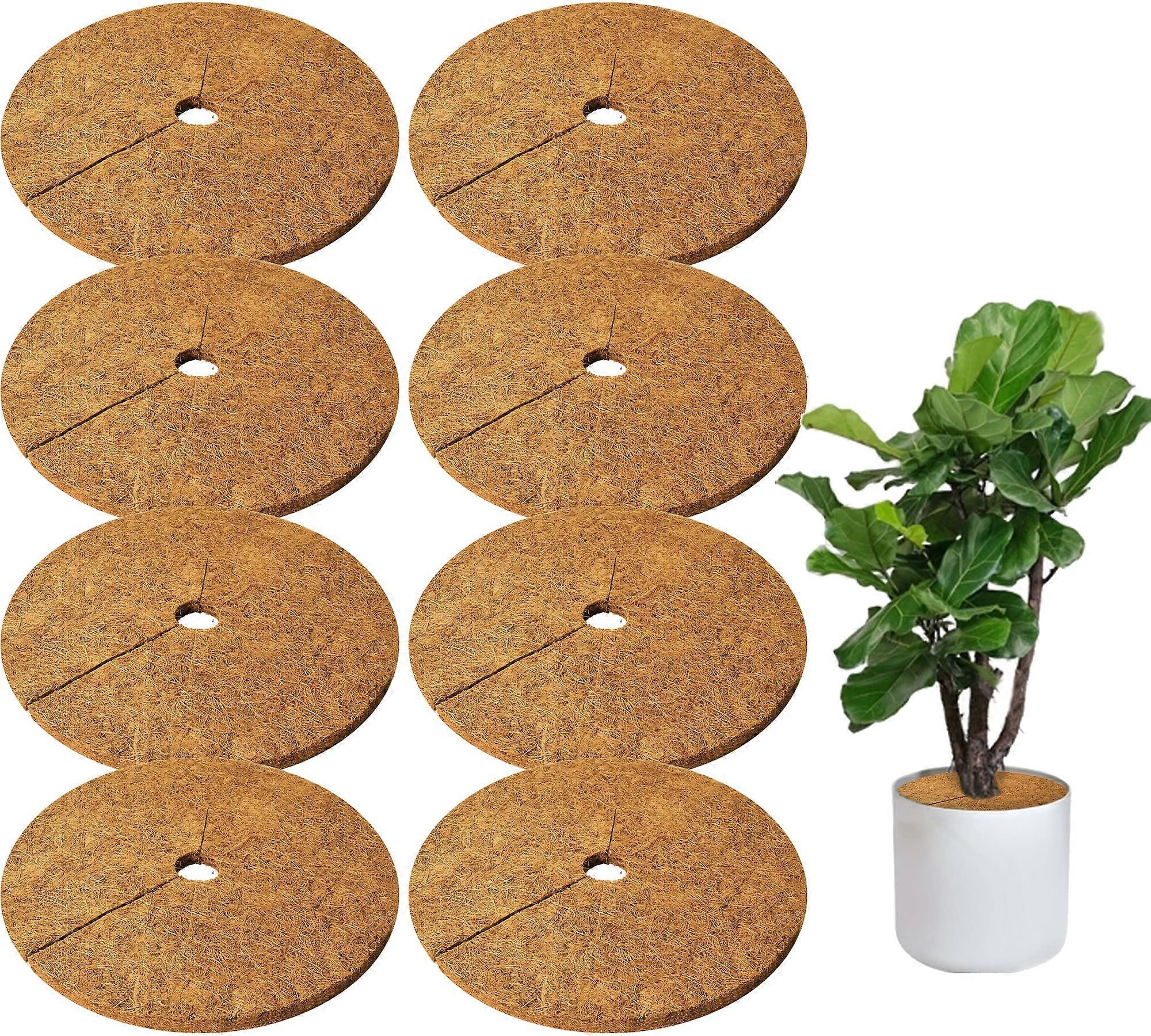 8pcs 17.5' Dia Coconut Fibers Tree Mulch Ring Protector Mat, Natural Coco Coir Protection Mats