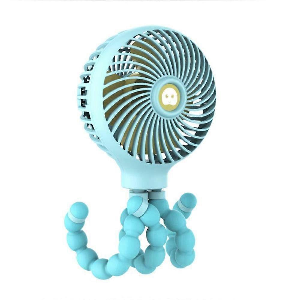 Mini Hanging Octopus Shape Stand Adjustable Handheld USB Charging Fan CoolerBlue