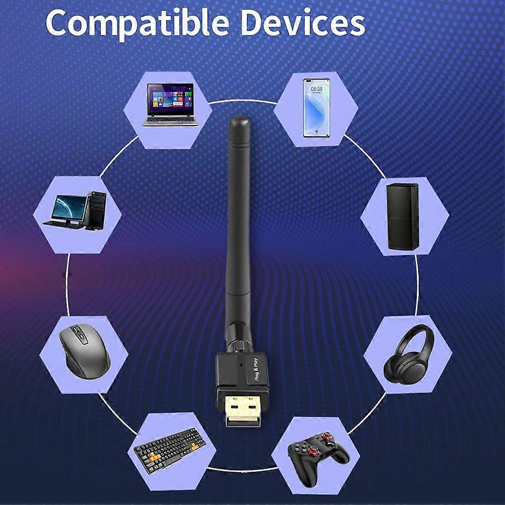 USB Adapter Support Windows 8.1/10/11 Bluetooth-Compatible 5.3 Music Audio Receiver Transmitter for PC Speaker Wireless Mouse