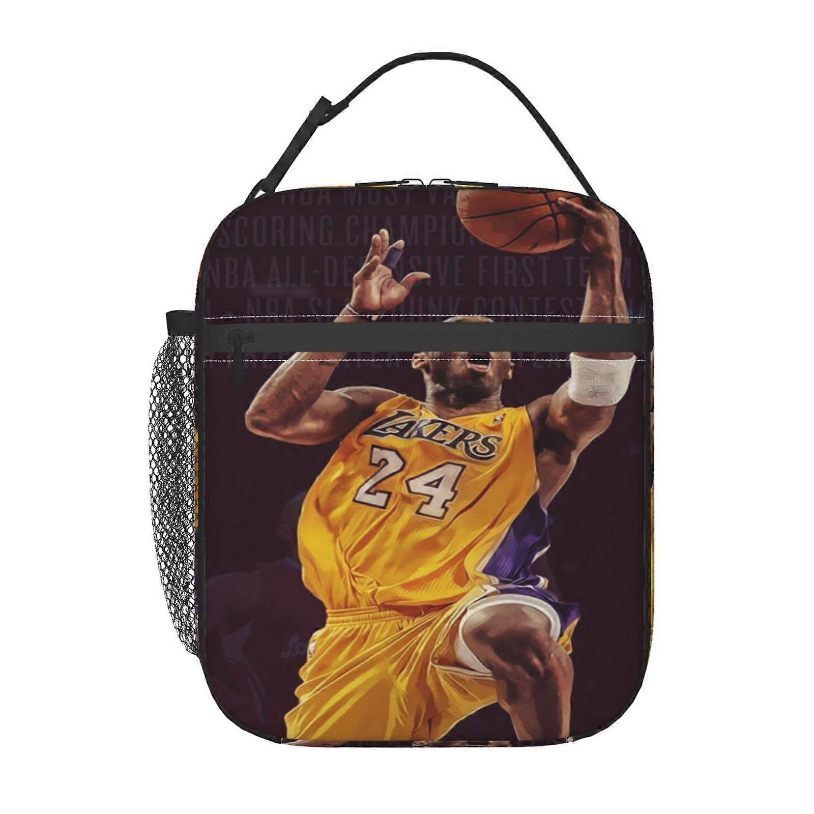 o123 Kobe Bryant Lunch Bag Reusable Cooler Tote, Double Zipper Closure with Front Pocket, Perfect for Picnics Hiking Work k123