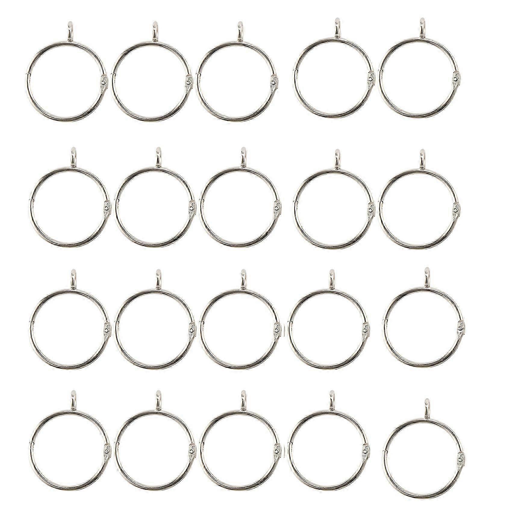 20 Pcs Openable Silver Curtain Rings Open and Close Metal Rustproof Drapery with Eyelet for Hook Pins (1.5 Inch)
