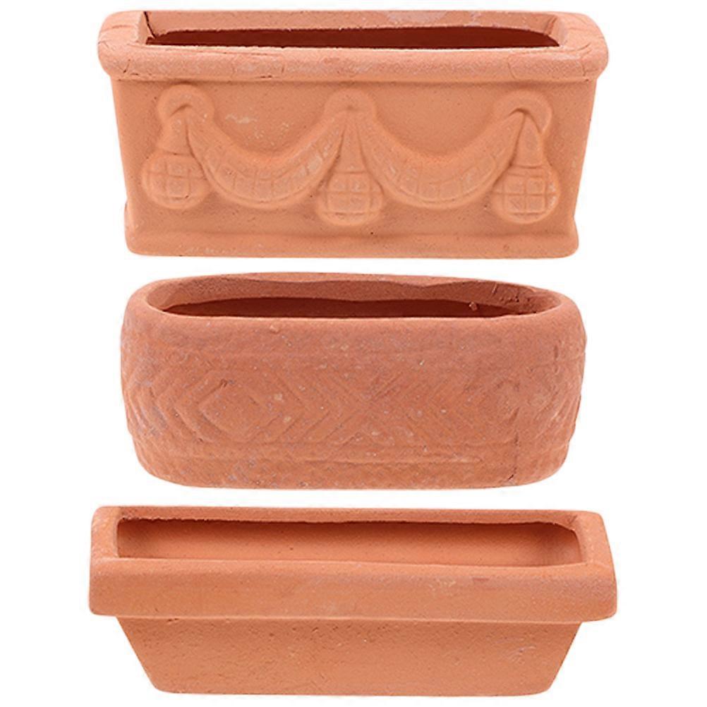 Succulent Pot 3Pcs Brown Ceramic Root-Safe Design Nursery Planter for Storage Use