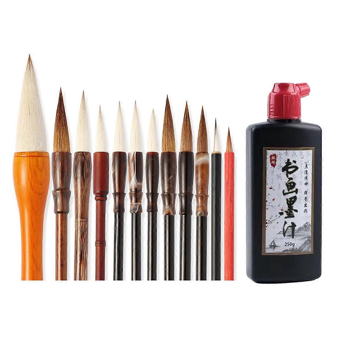 12Pcs Chinese Calligraphy Brushes Set, Versatile Chinese Brush Ink