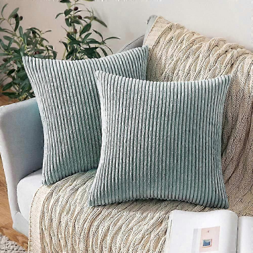 Pack of 2 Corduroy Pillow Covers Soft Solid Striped Throw Pillow Covers Set Decorative Square Cushion Cases 24 x 24 Inch Suitable for a Spec