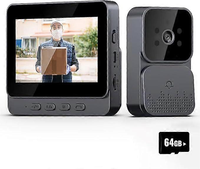 4.3 inch Video Intercom Wireless Door Phone, Doorbell Camera with Monitor, Human Detection, Two-Way Audio, Night Vision Function+ 64G Memory Card
