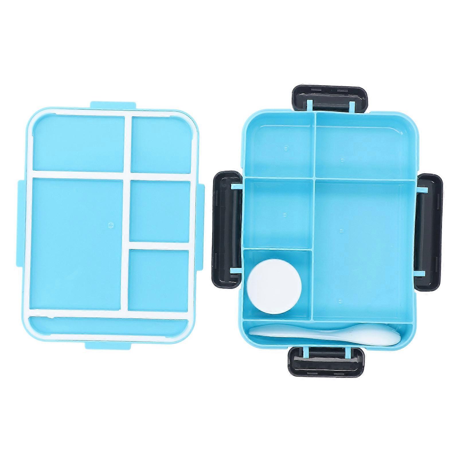 Children Lunch Box Child Portable Lunch Container Microwave Secure Cafeteria Bento Lunch Box with Utensils for Kids Blue 