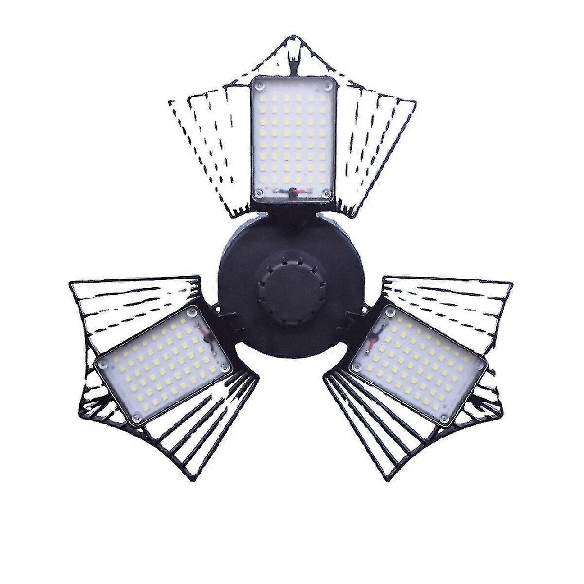 60/80/100W Deformable LED Garage Ceiling Lights - Three-leaf Workshop Fixture Suitable for Various Settings