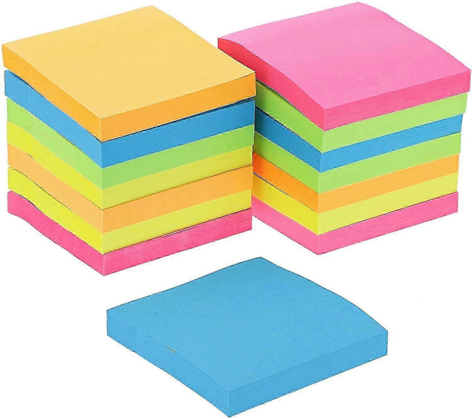10 Pads 3x3 Sticky Notes, 10 Bright Colors, 100 Sheets/Pad
