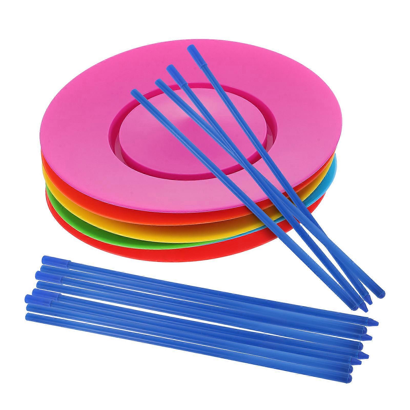 6pcs Spinning Plates with Sticks for Circus Props – Safe Balanced Juggling Game for Visual Impact and Stage Performances