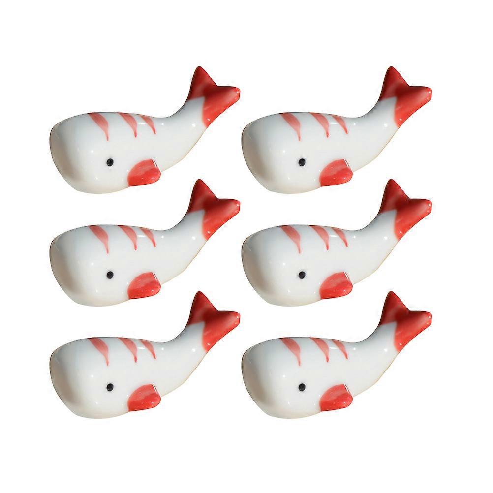 Cute Chopstick Holders Ceramic Whale Shape Tableware Prevent Rolling Red 5.2*3cm 6Pcs